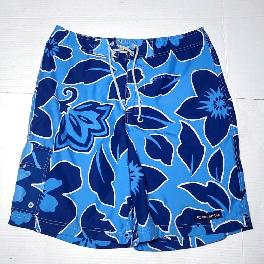 A&F Abercrombie & Fitch blue Hawaiian Vintage  board shorts Men's 34